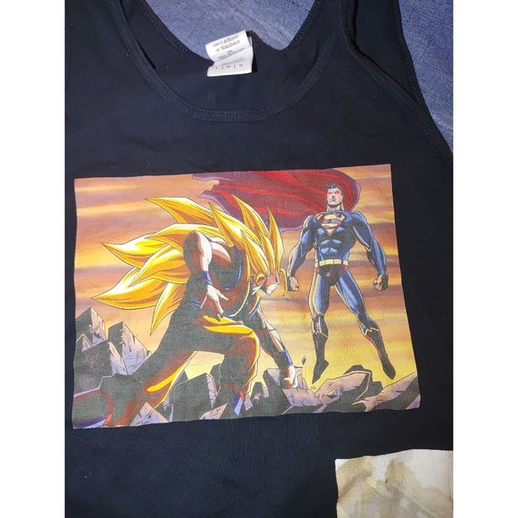 MENS SUPERMAN ANIME BLACK TANK TOP SIZE LARGE - Picture 2 of 4